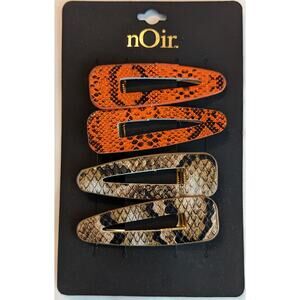 Noir Snakeskin Hair Clips Barrettes Orange Grey